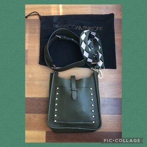Rebecca Minkoff Green Crossbody Bag with Black and White Strap